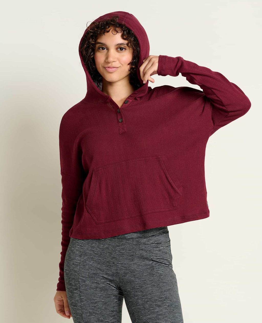 The Dropoff Pull Over Short Sleeve Hoodie in Burgundy - Apparel & Accessories S