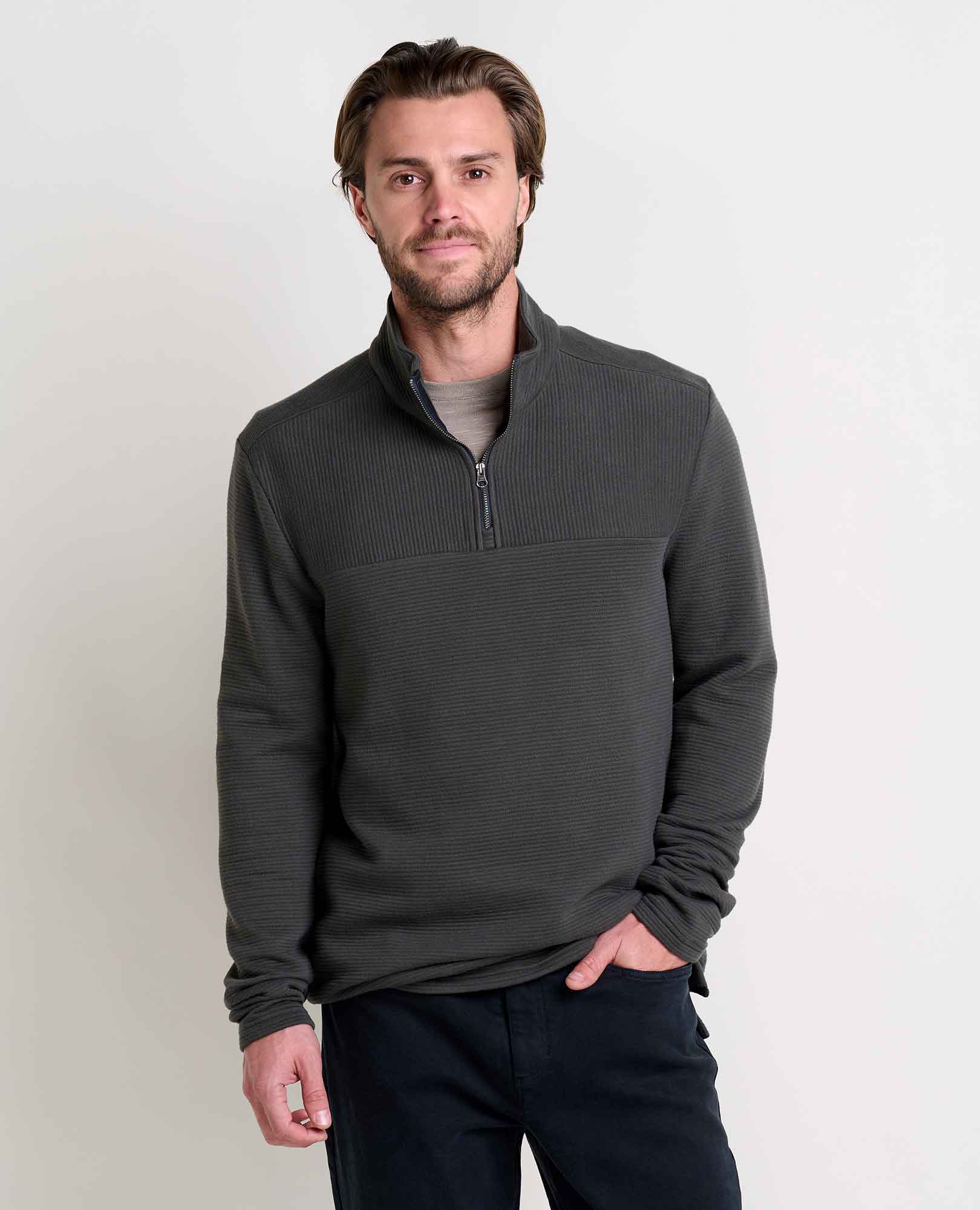 Ralph Lauren Men’s 1/4 Zip Cotton Sweater Charcoal cheapest Medium