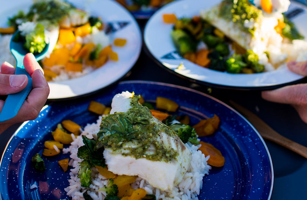 Camp Kitchen: Pesto Halibut