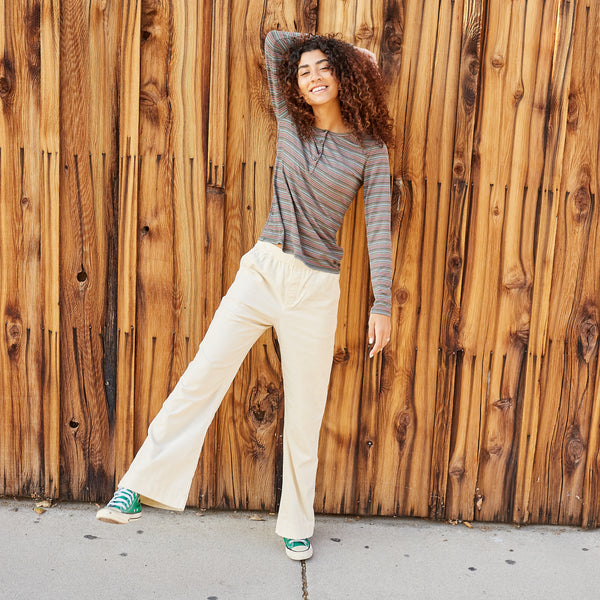 Pumpkin Spice Outfit: Corduroy Pants + Textured Cotton Sweater