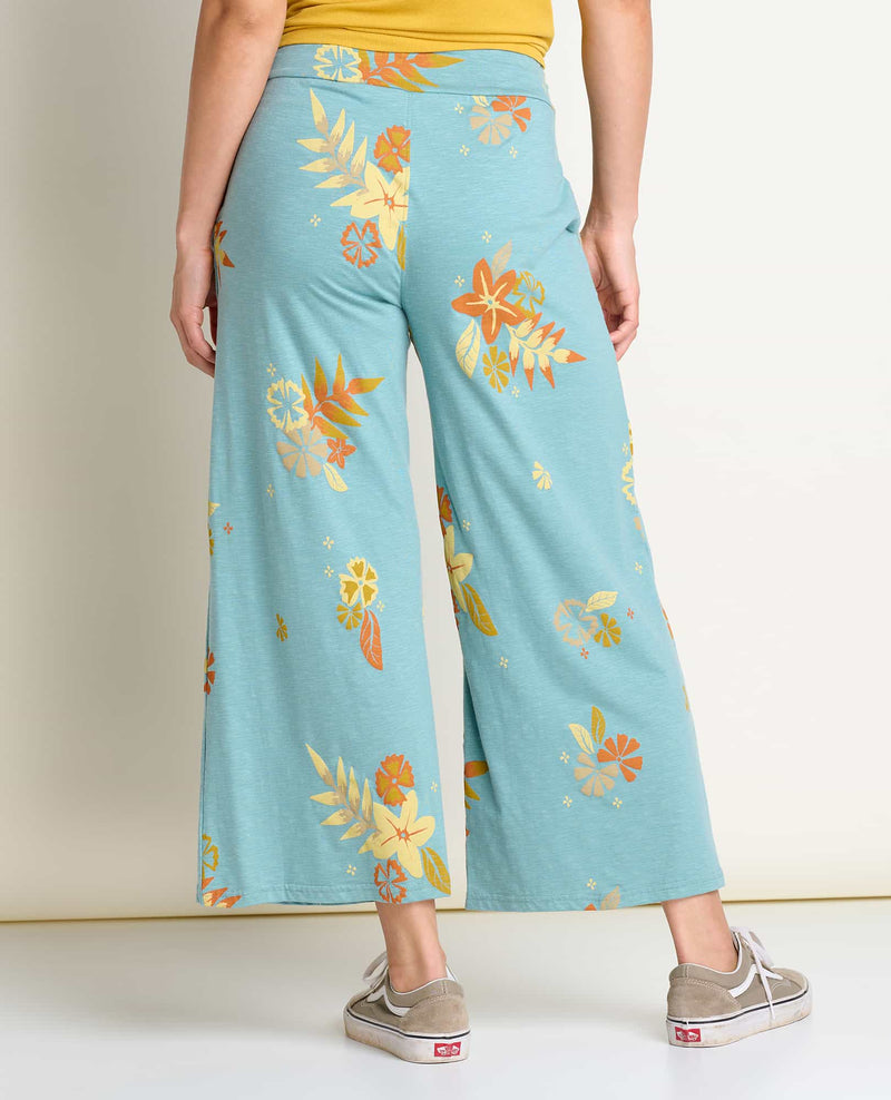 Women Floral Print Casual Party Sleeveless Crop Top Wide Leg Pants