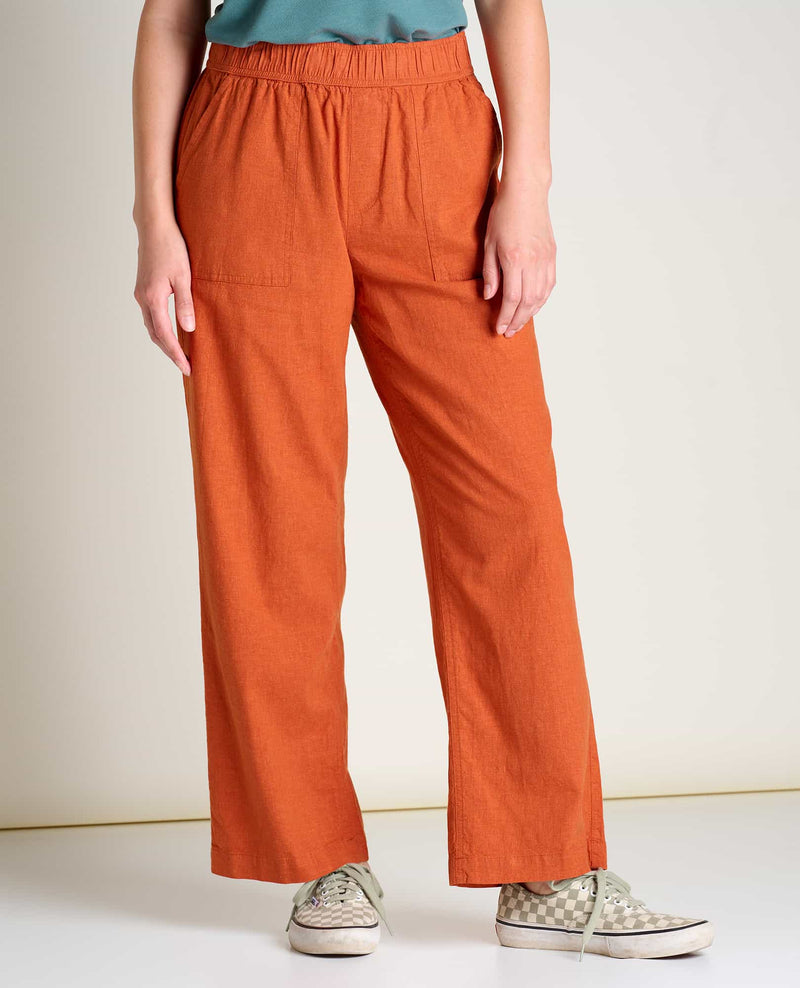 Ruffled-Waist Linen-Blend Utility Pants for Girls