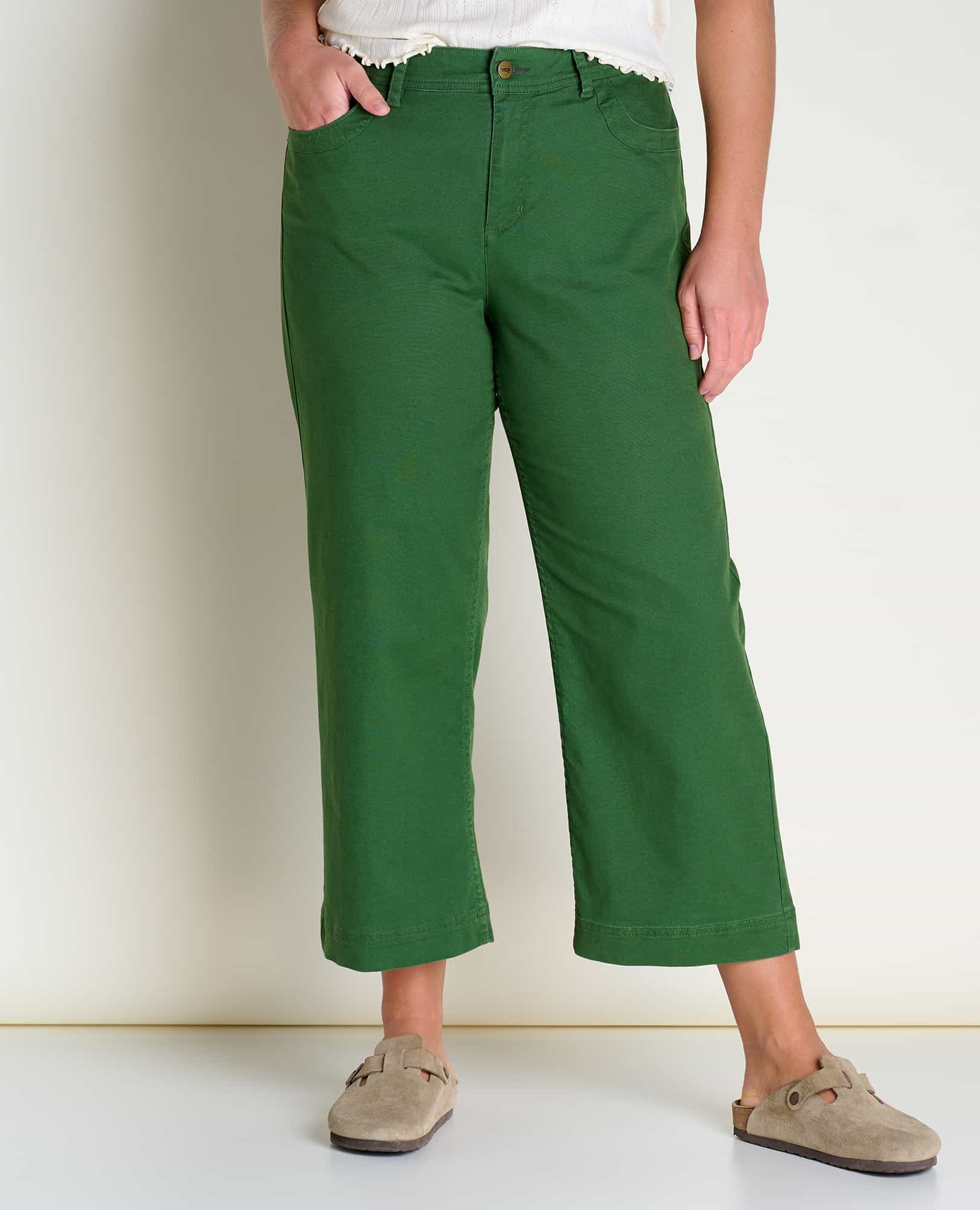 Women's High Waist Cotton Crop Pant for Wide Hips and Full Thighs