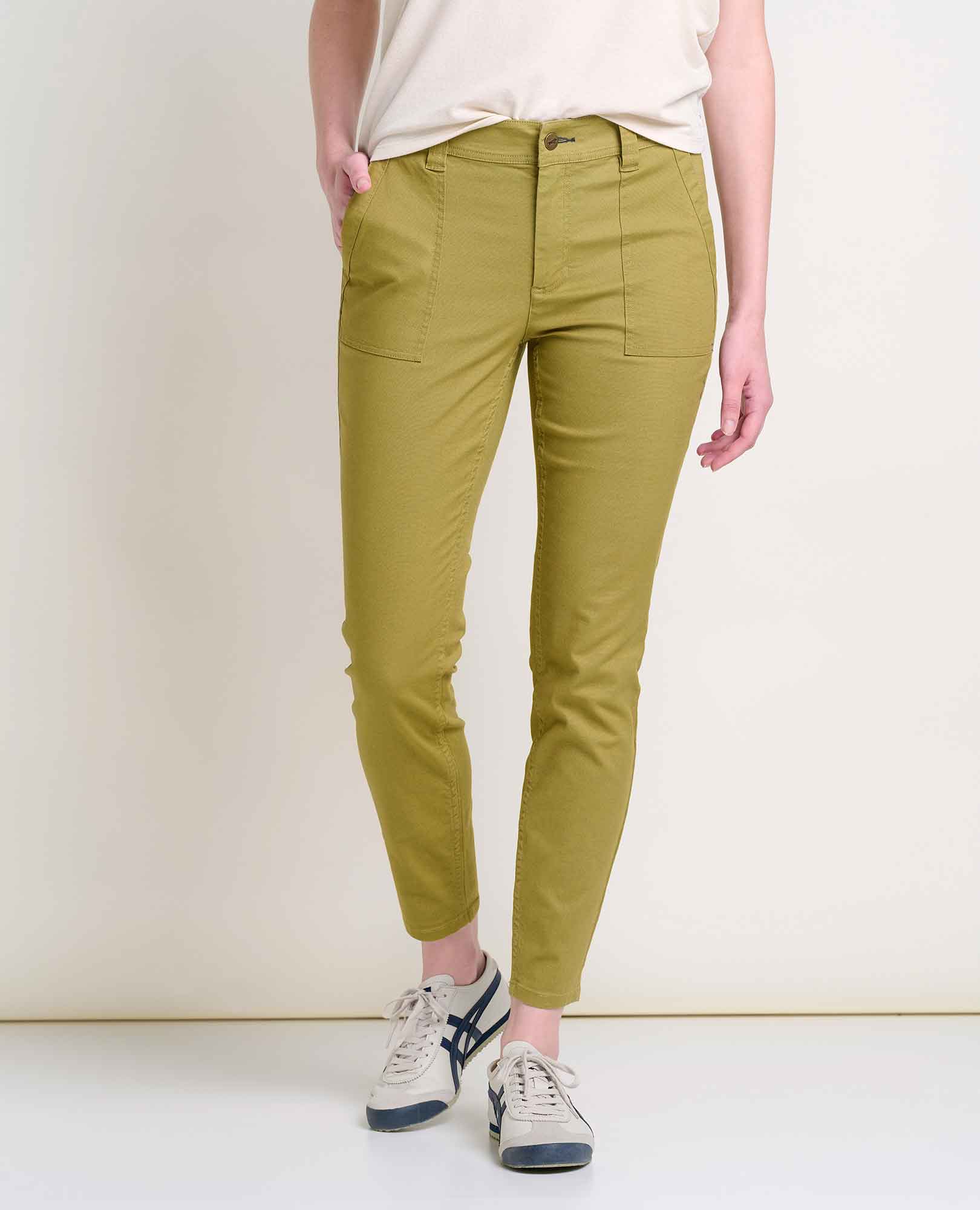 J.Crew Ladies Pants Straight Casual Dark Green Cotton Pocket Button Zip  Size 2S