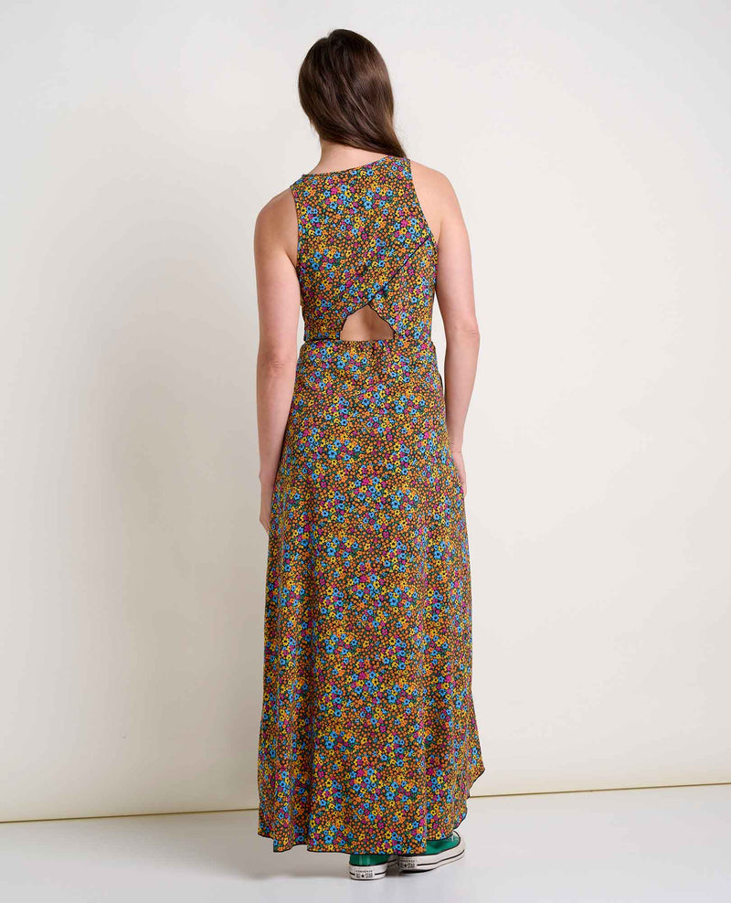 Sunkissed Slate Halter Dress  Tropical Printed Maxi for Vacation 